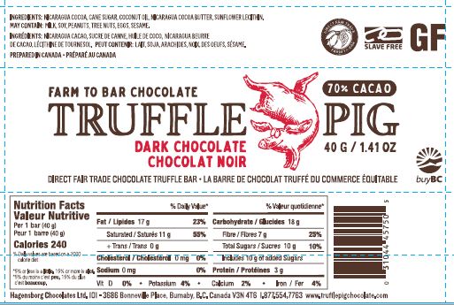 70% Cacao Dark Chocolate Bar Label