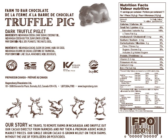 Dark Chocolate Truffle Piglets Nutrition label