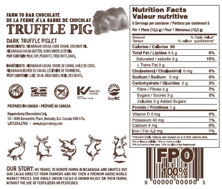 Dark Chocolate Truffle Piglets Nutrition Label