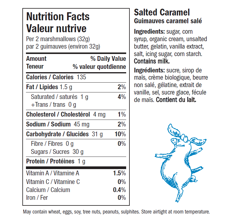 Salted Caramel Snuffle for Truffle Marshmallows Nutrition Label